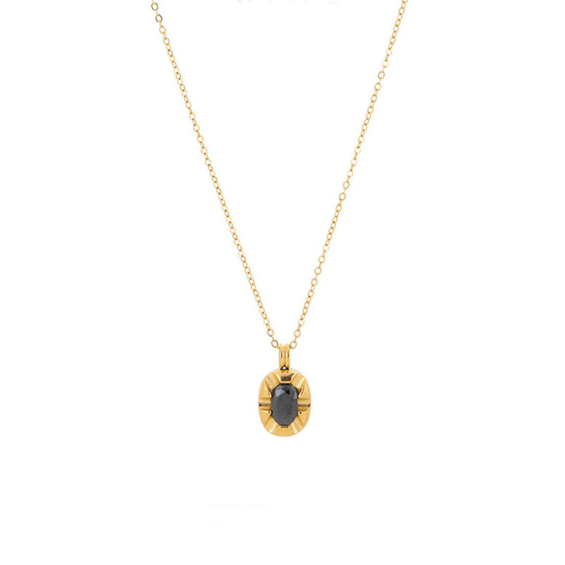 Wholesale Retro Simple Black Diamond Titanium Steel Clavicle Necklace